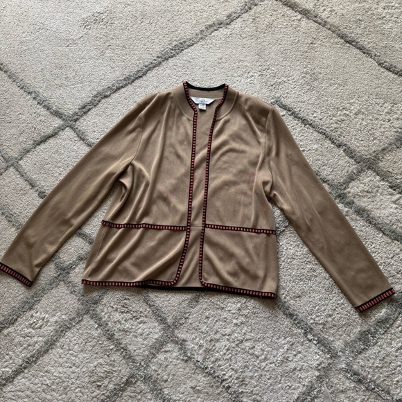 Ming Wang cardigan tan brown black red open front large - Picture 4 of 8